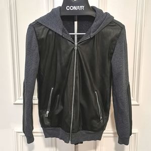 Aritzia Faux Leather Blue Sweater